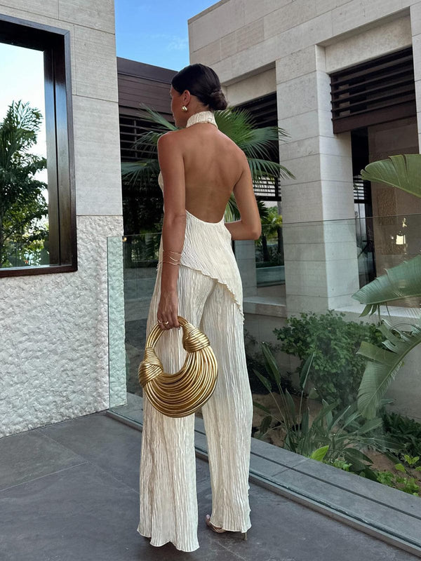 Marnie Halter Top Pleated Pants Set