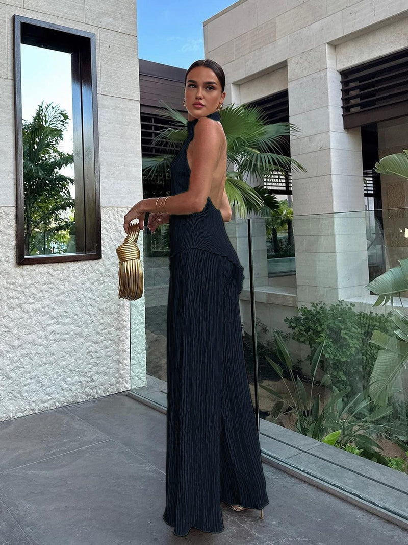 Marnie Halter Top Pleated Pants Set