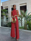 Marnie Halter Top Pleated Pants Set