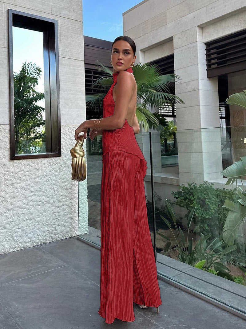 Marnie Halter Top Pleated Pants Set
