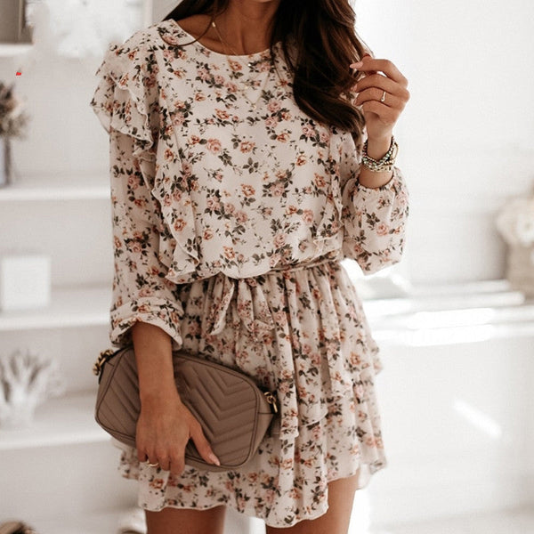 Floral Print Backless Mini Dress with Bow Knot Straps